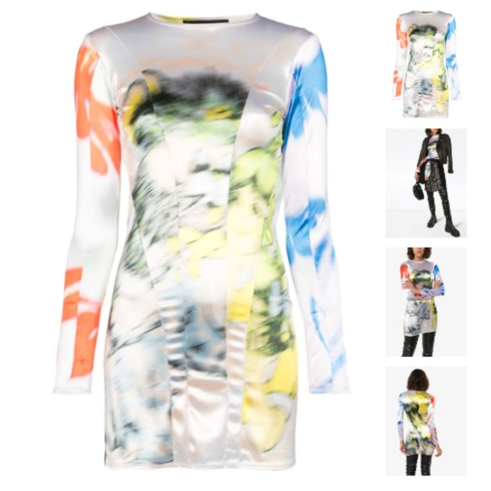 Chopova Lowena Girl bear-printed satin mini dress